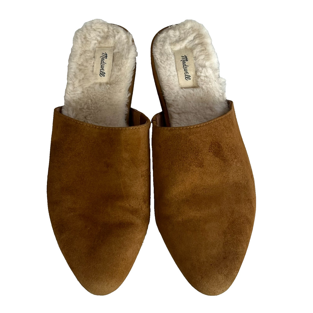 Madewell Women's Size 8 Kasey Mule Acorn Brown Leather Flats Shearling Insole